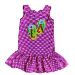 Cute Girls Summer Flip Flop 5T Pink Polkadot Dress